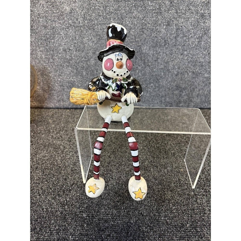 Vtg~Blue Sky‎ Clayworks~Ceramic Sitting Snowman~10"